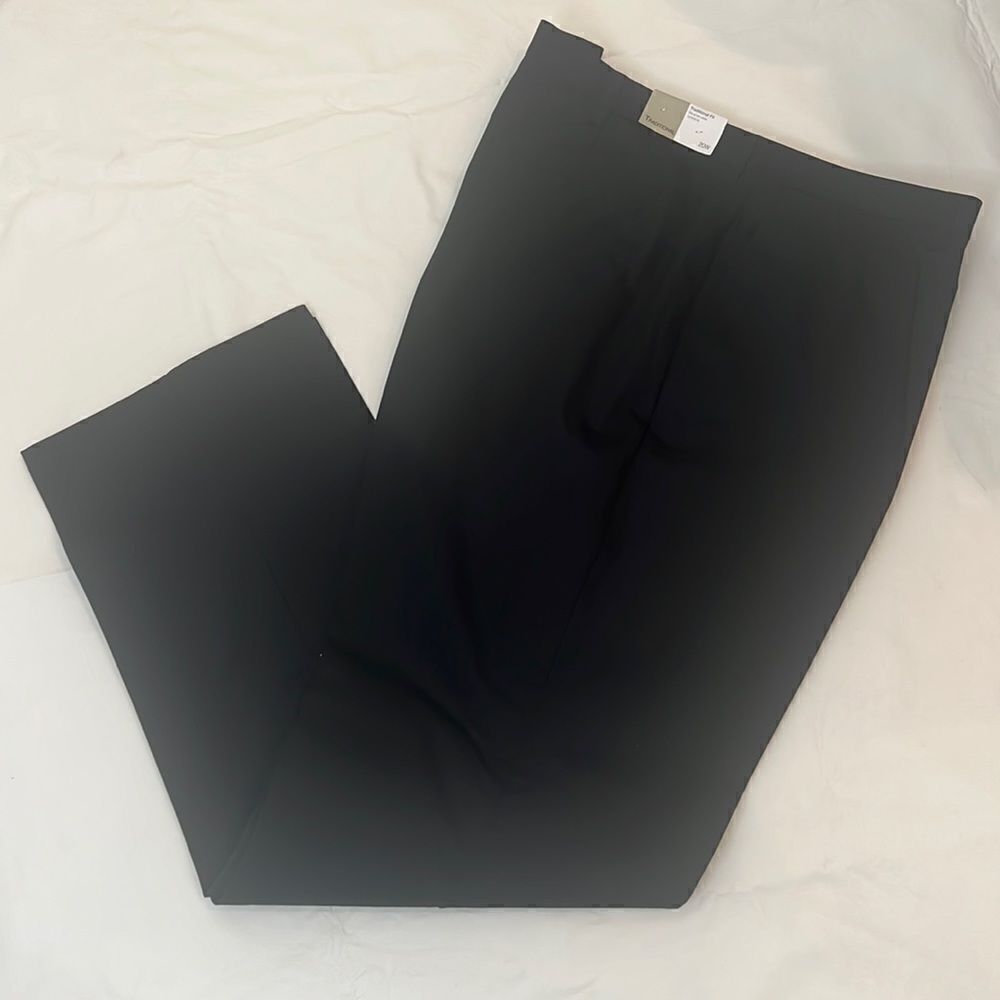 Doc & Amelia Black Work Pant Slacks Traditional Fit Sits At Waist pleated New